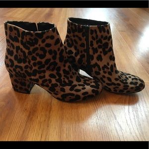 Leopard print heeled boot shoes